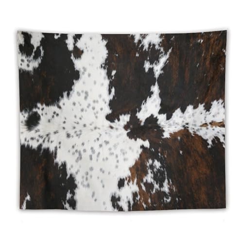 DDCBNS Abstract Cow Skin Tapestry,White Black Brown Cowhide Fur Print Wall Hanging,Farm Animal Skin Wall Hanging Tapestry Wall Art Home Décor for Bedroom Living Room Dorm Wall Décor 60' x 50'