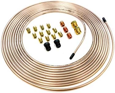 The Stop Shop 25 Feet of 3/16 Inch (4.75 mm) Copper Nickel Brake Line (.028" Wall Thickness) with Fittings