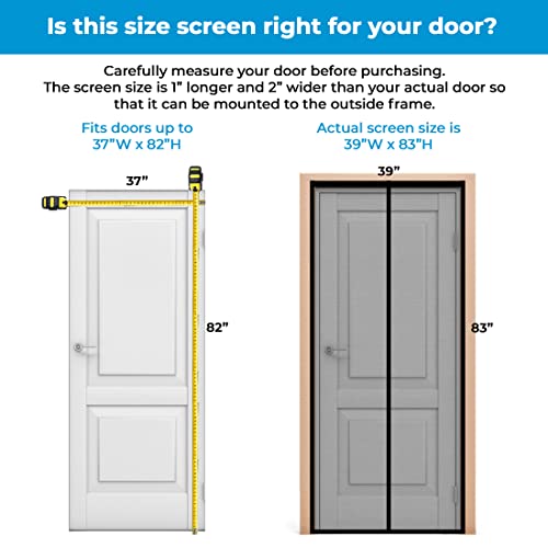 Fenestrelle Magnetic Screen Door - Large 39” X 83" Door Screen Magnetic Closure Porch Screen, Mesh Door Screen With Magnets Heavy Duty Fiberglass Mesh Screen To Keep Bugs Out, Premium Pet Screen #TOP2