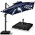 Best Choice Products 10x10ft 2-Tier Square Cantilever Patio Umbrella with Solar LED Lights, Offset Hanging Outdoor Sun Shade for Backyard w/Included Fillable Base, 360 Rotation - Navy Blue
