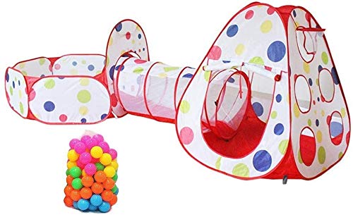 Lhak Carpa portátil Senderismo Tiendas de campaña Que los niños jueguen en un túnel de rastreo emergente 3 con el balón de Juego 50 de los niños Interiores y Exteriores (Color : Red)