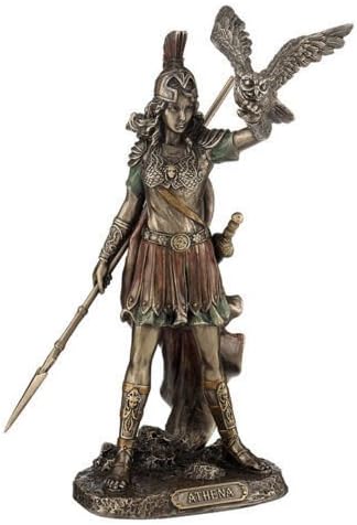 8" Athena Greek Goddess of Wisdom & War Sculpture Statue Owl Figure Figure