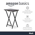 Amazon Basics Portable Foldable TV Tray Table with Storage Rack, Space-Saving Design, 15" x 19" x 26", Black, 4-Pack - Image 2