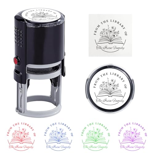 Sello Personalizado para Tinta Comercial, Sello de Empresa con 5 Colores de Tinta, Sello de Biblioteca Autoentintable para Mascotas, Maestros, Mujeres y Hombres