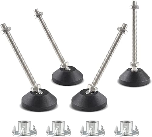 Jiozermi 4 patas de nivelación ajustables, patas giratorias para muebles, extensores de patas de mesa deslizantes para sillas, banco de trabajo, armarios, estanterías, base de 4,8 cm de diámetro