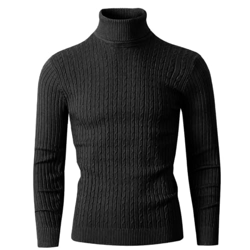 Men’S Casual Slim Fit Turtleneck Pullover Sweater Warm Twist Pattern Long Sleeve Jumper Top2