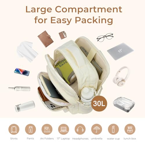 Image of CLUCI Wrinkle-Resistant Laptop Backpack for Women, 17.3 Inch Anti Theft Travel Backpack, Puffer Quilted Work Backpack, Water Resistant College Bookbag with RFID