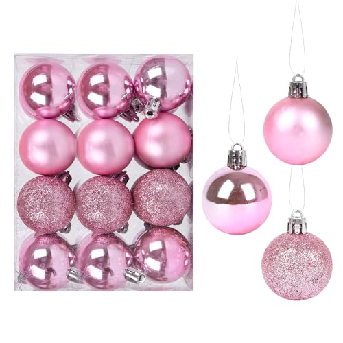 Ilauke Set 30 Palline Di Natale Infrangibili – Rosa E Argento – 6 Cm – Decori In Plastica Per Albero, Casa E Festività