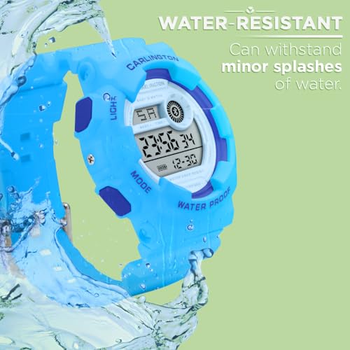 Image of Carlington Kids Digital Watch for Boys and Girls Age 3 to 14 Years Multicoloured Band with Alarm and Date Display - 9121