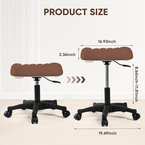 Image of Ergonomic Adjustable Under Desk Footrest,Ottoman with Wheels | 500lbs|360 swivel Silent PU casters|Thick 2.36 inch Seat| Rolling Stool with Wheels for Massage,Salon,Spa,Clinic,Office,Home