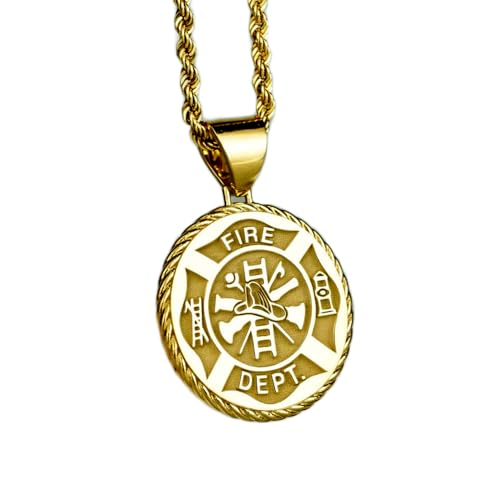 Pendentif pièce gravée pompier avec chaîne de 45 cm pour le quotidien