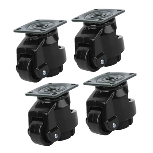 4 Stück Level Adjustment Caster, 360 Grad Nylon Hochleistungs-Industrierollenrad-Nivellierräder mit Einstellbarem Zahnrad, ideal für das Bewegen von Arbeitstischen, Maschinen und großen Geräten