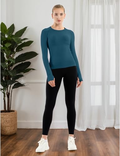 Image of MathCat Seamless Workout Shirts for Women Long Sleeve Yoga Tops Sports Running Shirt Breathable Athletic Top Slim Fit XS-XL