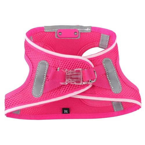 Feycig Leuchtend Hundegeschirr LED Aufladbar - Leuchtgeschirr Leuchtendes & Reflektierendes für Welpe Klein Mittlere Hund, Brustgeschirr Hundegeschirr, Atmungsaktiv Leucht Geschirr (Pink, X-Small)