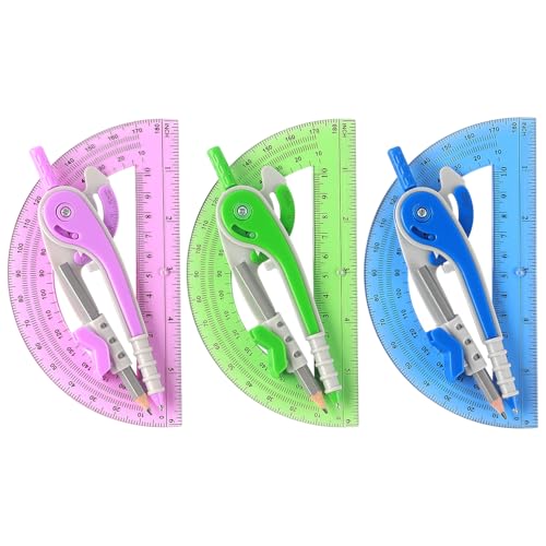 ZZTX Compass and Protractor Set for Geometry, 180-Degree...