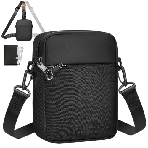 Eshow Bolso Bandolera Antirrobo para Hombre y Mujer con Bloqueo RFID，Riñonera Cruzada Pequeña Multifuncional para Viaje Deporte Uso Diario