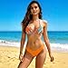 Bolsamila Bikini for Women Bikini Short Summer Beach Halter Triangle Swimsuits 3 Piece Set (US, Alpha, Small, Regular, Regular, Orange)