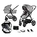 kk Kinderkraft Passeggino Trio MOOV, 3in1, Carrozzina Ovetto Pieghevole, Accessori, Bambini, Grigio Melange