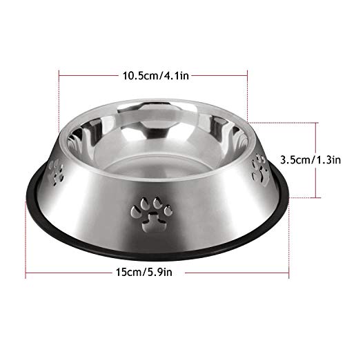 2 Stück Edelstahl Napf Katze, rutschfeste Haustier Schüssel/Futternapf (XS-15 cm)