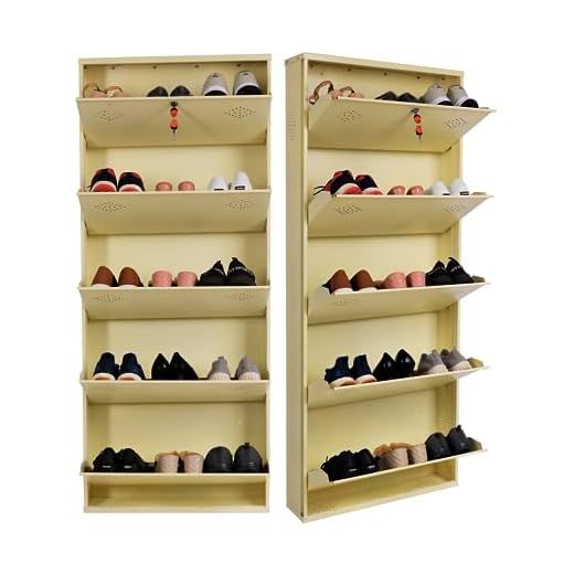 Aavatar 5 Door Ivory 26 Inch Wall Mounted Modern Shoerack Metal Shoe Rack | Pre-assembled Shoe Rack Shelves, Pack of 1 (65 x 26 x 6 Inch, Ivory)