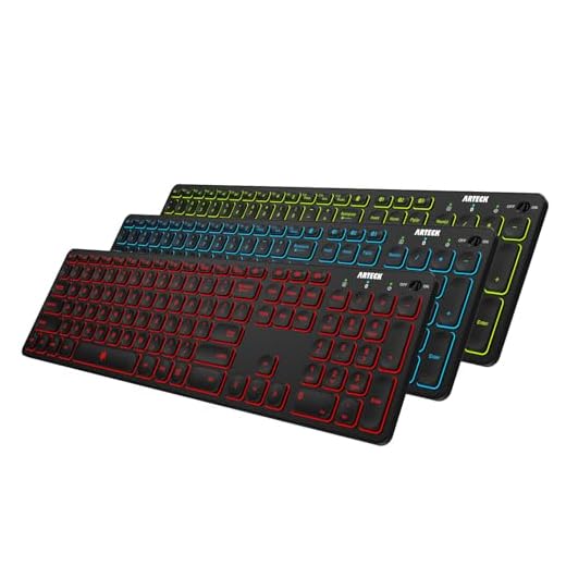 Arteck Universal Backlit 7-Colors & Adjustable Brightness Multi-Device Full Size Wireless Bluetooth Keyboard for Windows, iOS, iPad OS, Android, Computer Desktop Laptop Surface Tablet Smartphone