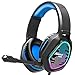Gaming-Headset mit Mikrofon, LED-Licht, On-Ear, Gaming-Kopfhörer, PS4, 3,5 mm, kabelgebunden, Gaming-Headset für PC, Mac, Laptop, Gamer Kopfhörer (blau)