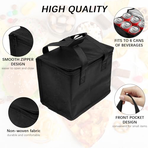 10 Pack Insulated Lunch Bags Bulk, Reusable Cooler Bags, Leakproof Lunch Boxes Set, Waterproof Thermal Cooler Bags, Insulated Beverage Bag for Women Men Work Picnic Beach(Black) - Thumbnail 3
