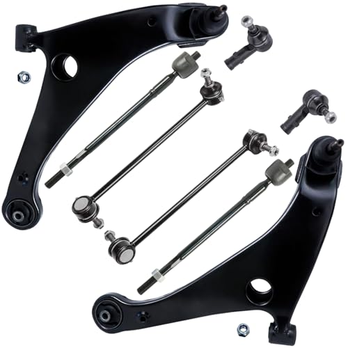 Image of Detroit Axle - 8pc Front End Suspension Kit for 2004-2012 Mitsubishi Galant 2006-2012 Eclipse, 2 Lower Control Arms with Ball Joints 2 Sway Bar End Links 4 Inner Outer Tie Rod End Links Replacement