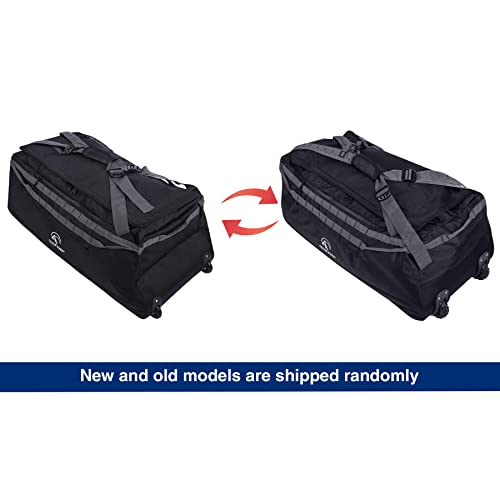 REDCAMP 140L Foldable Duffle Bag with Wheels and Backpack Straps, 1680D Oxford Extra Large rolled Duffel Bag backpack for Camping Travel Gear, Black