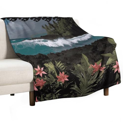 Couverture hawaïenne en flanelle douce 127x152 cm pour canapé
