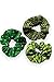 Handmade Green Assorted Print Variety Elastic Hair Tie Scrunchie Set