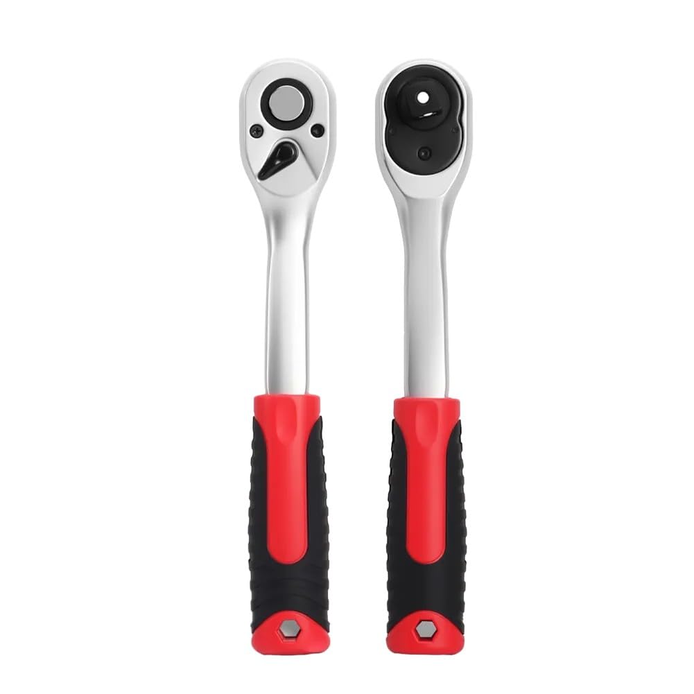 Llave de trinquete de 72 dientes de 1/10.2 cm 3/20.3 cm 1/5.1 cm, mango reversible de liberación rápida con arco de 5°, herramienta de metal ergonómica para mecánicos