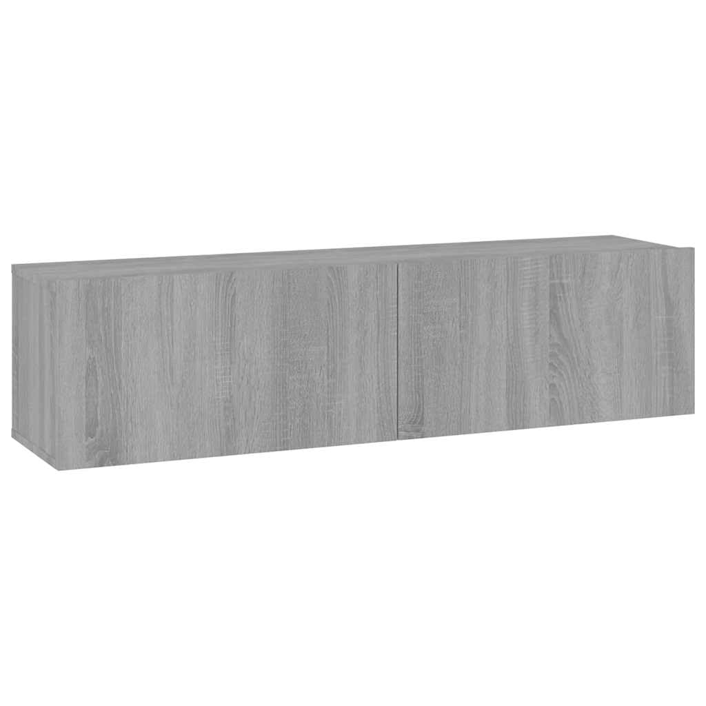 Fengshui Mobile da parete per TV, grigio Sonoma, 120 x 30 x 30 cm, in legno | 2 scomparti, porte pieghevoli, montaggio a parete, spazio per riviste e DVD