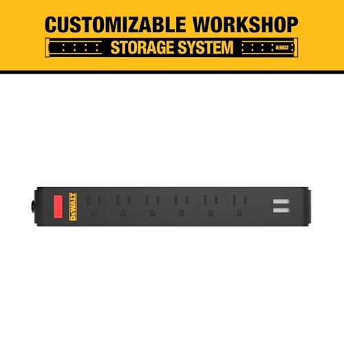 DEWALT Magnetic Power Strip with 6 Power Outlets, DEWALT Workshop Storage System Compatible (DWST82693)