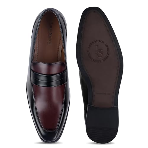 Image of LOUIS STITCH Men's Formal Shoes - Leatherette, Breathable Lining, Moccasins Style | Comfortable for Business, Casual, Parties | Double Tone Finishing (SXMCDS)