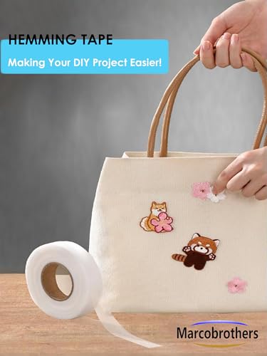 marcobrothers hemming tape - 34 inch x 32 yards - extra strong - iron-on hem tape adhesive - 60gsm hemming tape for pants iron hem tape no sew washable hem adhesive tape white 32 yard x 1 roll