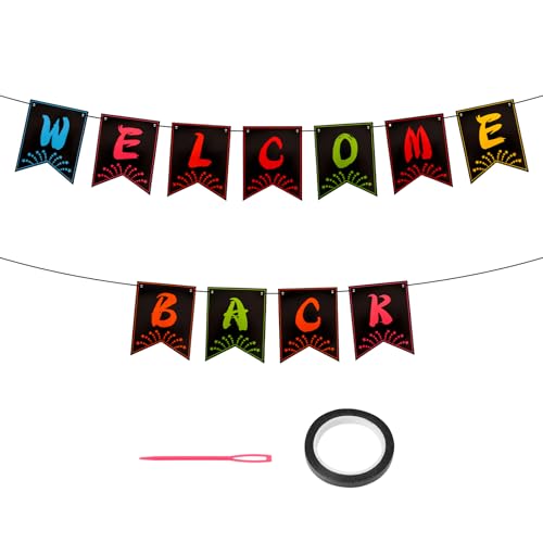 Welcome Back Banner Welcome Home Banner Decorations, Welcome Back Party Sign Return Theme Party Decoration Welcome Back to School Banner Classroom Decoration Homecoming Supplies with Needle Cord