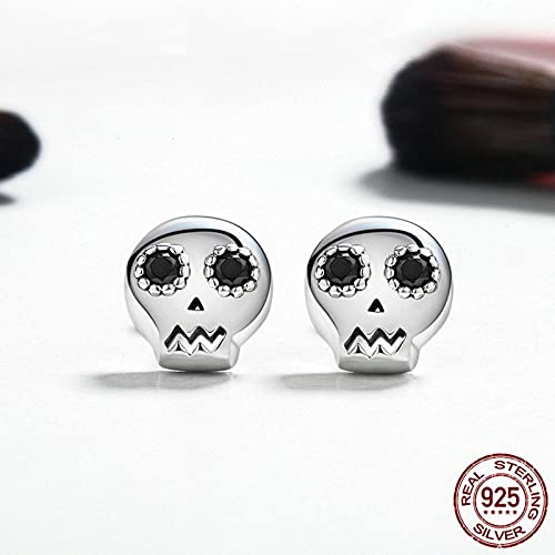 Pendiente de tuerca de calavera plata 925 mujer para joyería de fiesta de Halloween 4