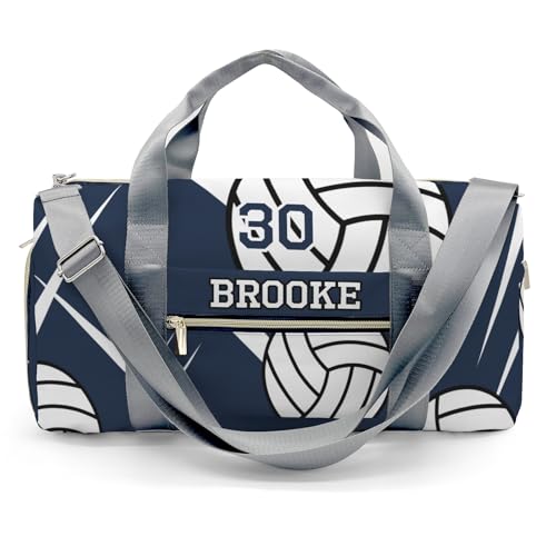 Volleyball Player Number Navy Personalized Duffel Bag with Name Custom Overnight Travel Bag Sports Gym Bag for Travel Weekend Duffel Bag