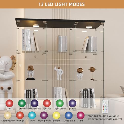 Image of Beauty4U Black Glass Display Cabinet, 12-Shelf Curio Cabinet with LED