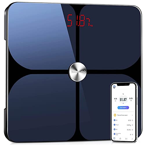 Price comparison product image YOUNGDO Smart Scale with ITO Surface,  Large LED Display,  19 Measurements,  Weight / Body Fat / BMI / Fitness Body Composition Analysis with App,  Auto On / Off