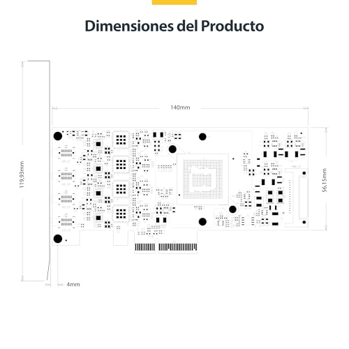 Hub interno Tipo C 3.2 PCI Express 3.0 StarTech P10Q4C-USB-CARD de 4 puertos 7