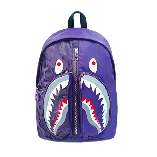 FJyuanqi School & Travel Backpack Laptop Backpack for Boys & Girls with Adjustable Strap Casual Daypack Hiking Bag 15 Inch - (Purple Shark)