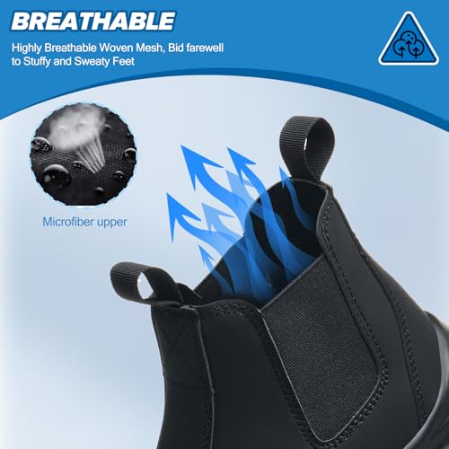 Image of Steel Toe Boots for Men Slip-Resistant & Waterproof, Slip On Steel Toe Boots for Women Comfortable with Kevlar Midsole for Work, Construction, Hiking, Outerdoor