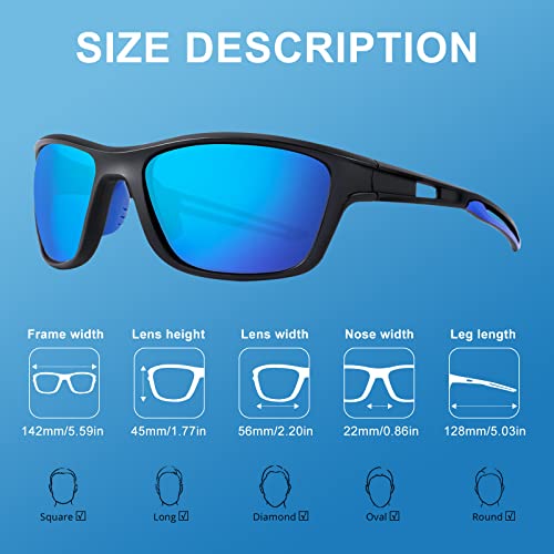 OKH 2 Pack Polarised Cycling Sunglasses Wrap Around Men Women Retro Sun Glasses UV Protection Outdoors Sports Biking Running Fishing Hiking Driving Eyewear with Rope Strap - Image 3