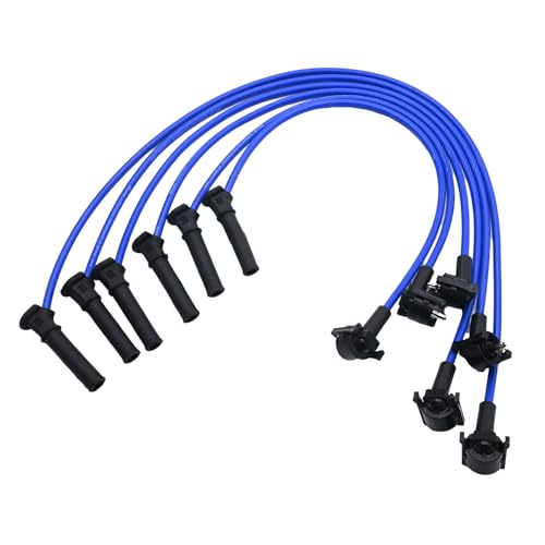 Saihisday 6Pcs ST-6265 8.0mm Spark Plug Blue Wire Set