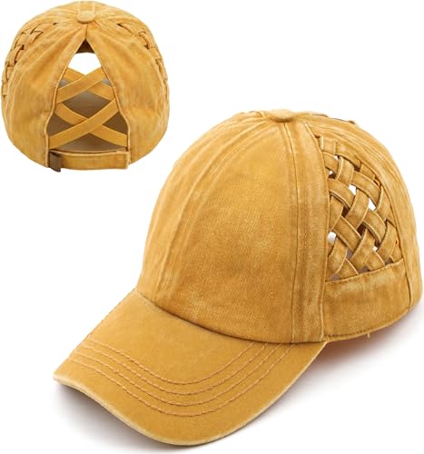 Image of Funky Junque Womens Baseball Cap Dad Hat Ponytail Messy Bun Trucker Ponycap