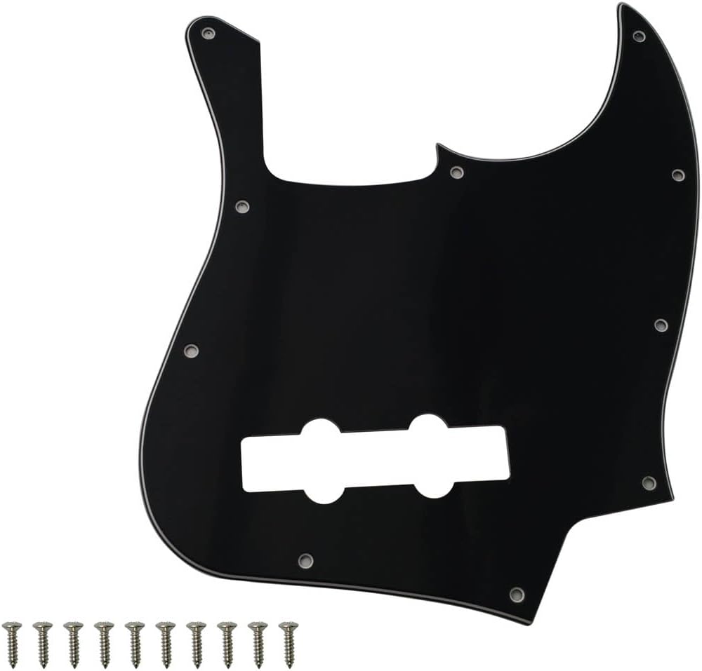Yukiomi Black 3 Ply 10 Hole J Bass Pickguard Scratch Plate Pick Guards for 4 Strings American/Mexican Standard J Bass Part