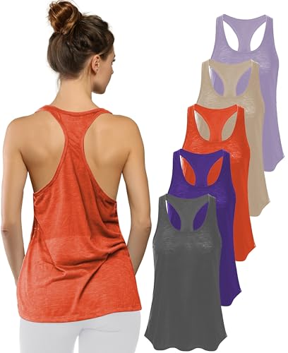 Image of Sexy Basics Women's Everyday Flowy Burnout Slub Racer Back Tanks | Active Workout Tops | Multi Packs & Colors