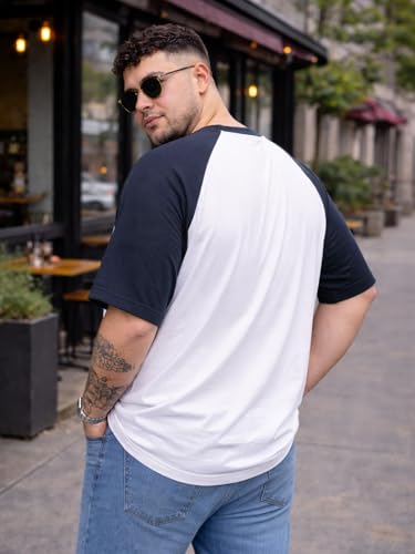 Image of Veirdo Men's 100% Pure Cotton Half Sleeve Plus Size Printed T-Shirt with Raglan Sleeve Stylish Comfortable & Durable Tees (Sizes: 2XL to 5XL)
